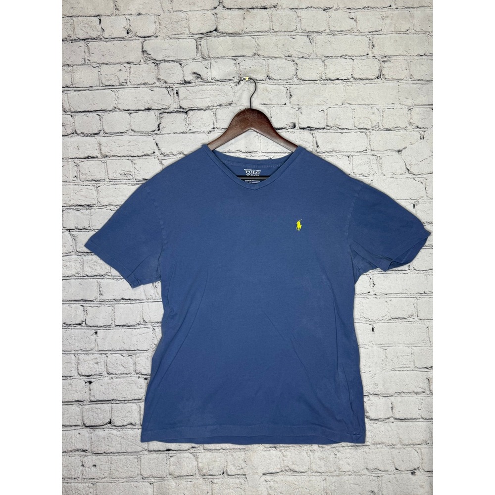 Polo Ralph Lauren Blue V Neck T Shirt Mens Size XL‎ Classic Fit Pony Logo